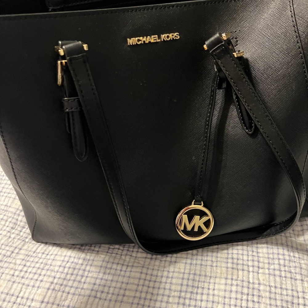 Michael Kors Black Tote with Gold Accents